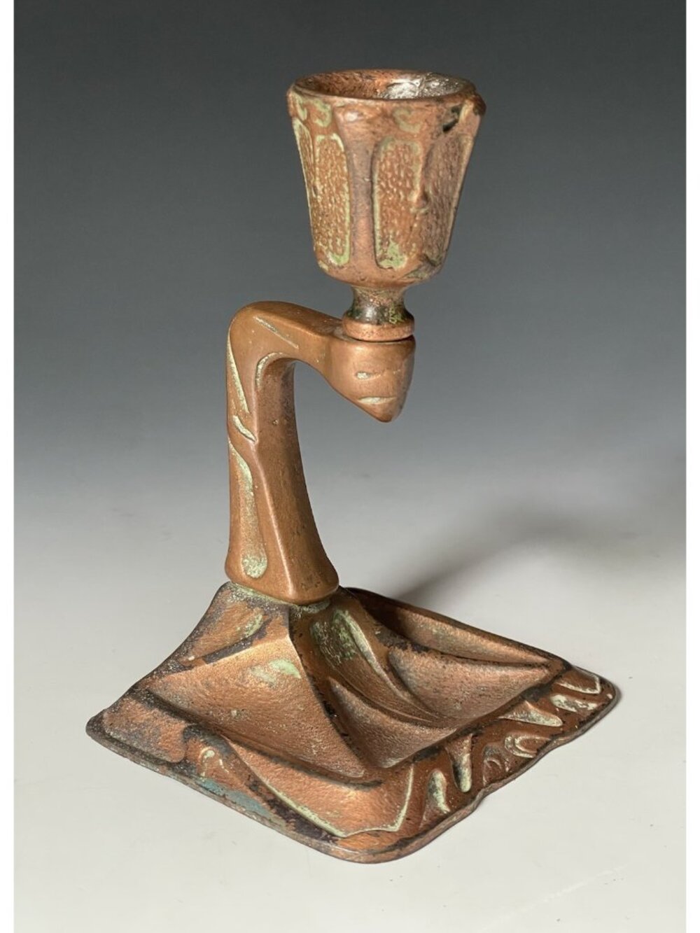 Antique Copper Finished Cast Iron Art Nouveau Jugendstil Candlestick Holder
